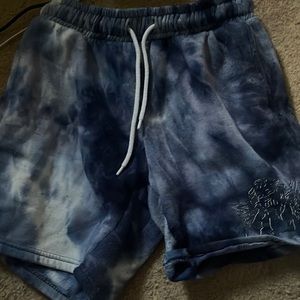 blue tie dye angel sweat shorts👼🏻